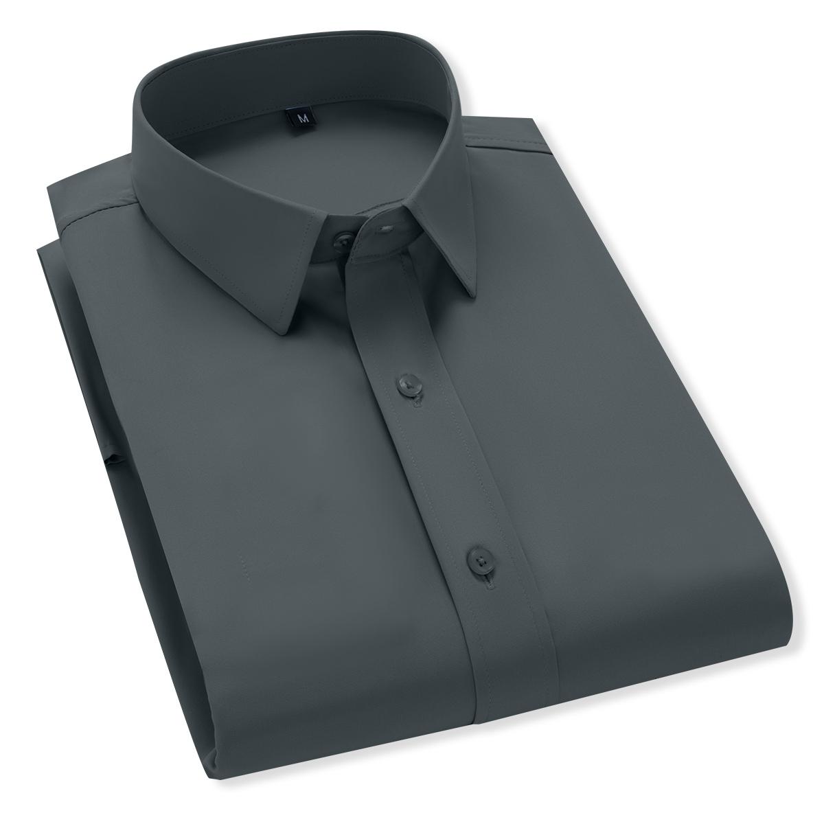 Men's business casual button-up shirt - elegant solid color dress shirt, multi-scene wedding/party/workplace wear, all-season thin anti-wrinkle style