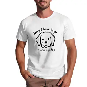 Sorry I Have To Go I Miss My Dog Labrador Retriever T-Shirt, Dog Lover Funny Quote Graphic Tee, Pet Owner Casual T-Shirt, Golden Retriever Dog Mom Dog Dad T-Shirt, Cute Dog Line Art T-Shirt