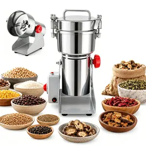 2500W High Speed Electric Swing Grain Mill Grinder, Auto Timer 304 Stainless Steel Commercial Spice Pulverizer Powder Machine, Overload Protection Dry Grinding Machine for Cereals Coffee Beans Corn Rice Pepper Herbs