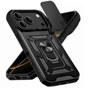 Mecha Style Sliding Camera Cover Case - All-inclusive Rugged Protection for iPhone 17/16/15, Anti-drop Shockproof Hard Case
