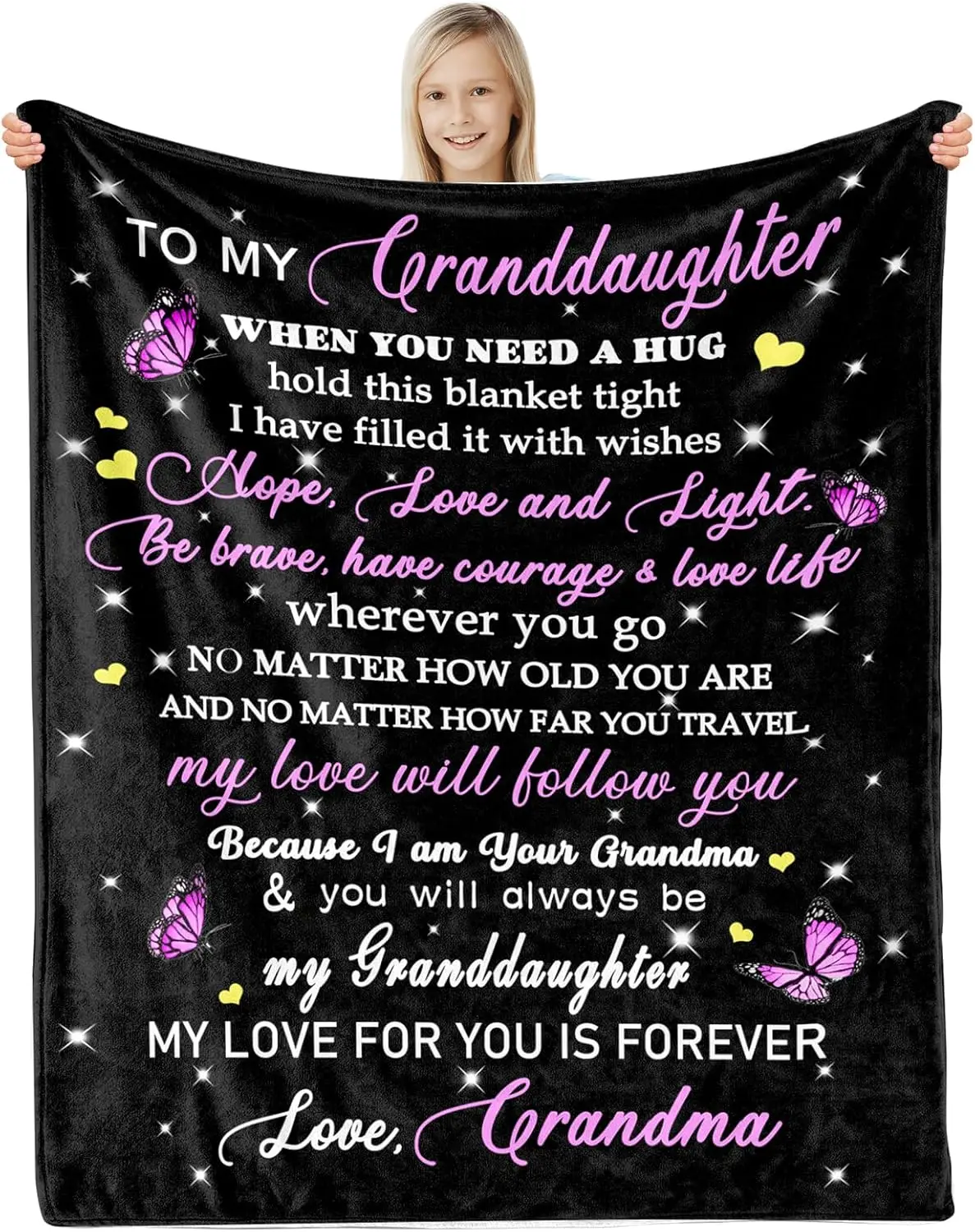 Granddaughter Gifts From Grandma, Birthday Blanket Gifts For Granddaughter, Soft Comfortable Flannel, Granddaughter Gifts for Graduation Christmas Thanksgiving Birthday Blankets