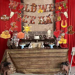Party Decorations - Western Cowboy Themed Banners, Hanging Swirls, and Wild West Banners for Boy's Birthday, Wedding, or General Parties - Paper Material, Multi-Purpose, and No Electricity Required