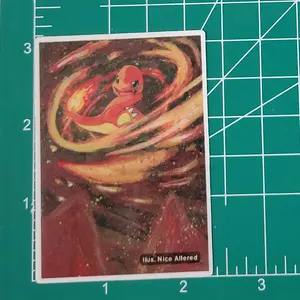 Charmander Vynl Fridge Magnet with Nico Altered Cards Design - Decor, Magnetic