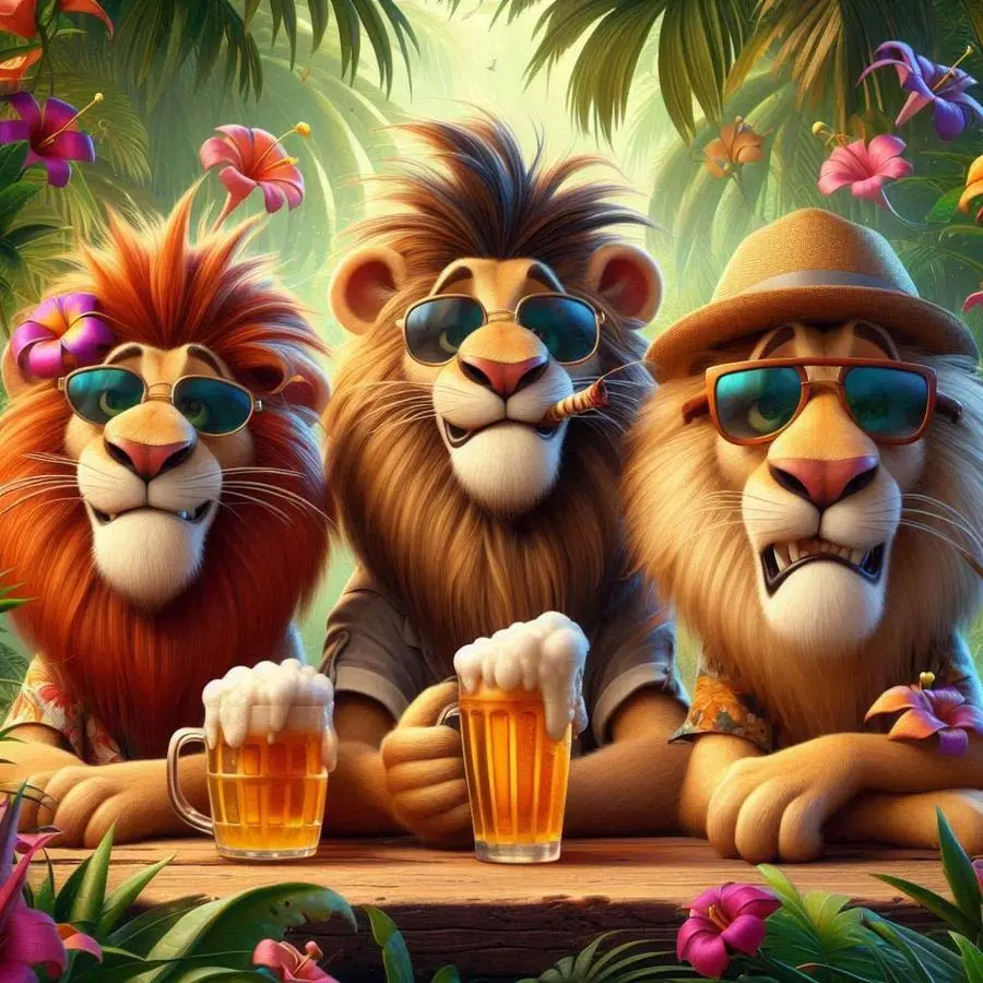 5D DIY Full Drill Round Diamond Painting Kit - Diamond Art Painting Set Lion Sunglasses Beer Mosaic, Canvas - DIY Decorative Art, Home Wall Decor, Suitable for Halloween, Christmas, Birthdays, and Anniversary Gifts.