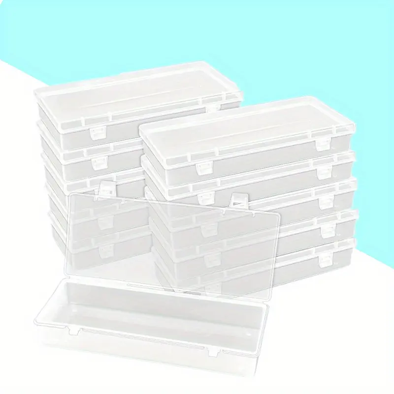 Women's Costume & Accessory Organizer Containers - 6-Inch 10PCS Rectangular Transparent Plastic Storage Boxes for Beads, Jewelry, Crafts