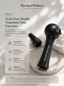 MyoSpot Wellness™ Airway Strengthening Trainer – Adult Adjustable Resistance Breathing & Oral Motor Training Device