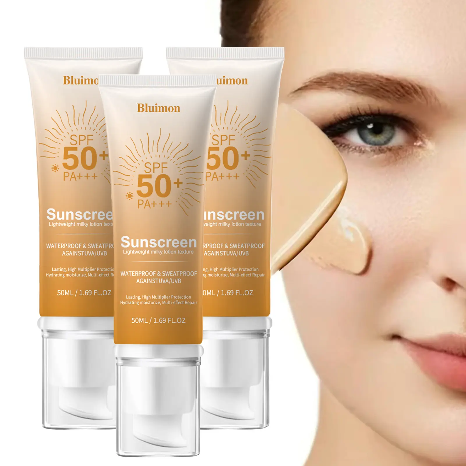 Facial Hydrating Tinted Sunscreen SPF 50 PA+++, Universal Tint Moisturizing Waterproof Daily Gentle Sun Block for Face