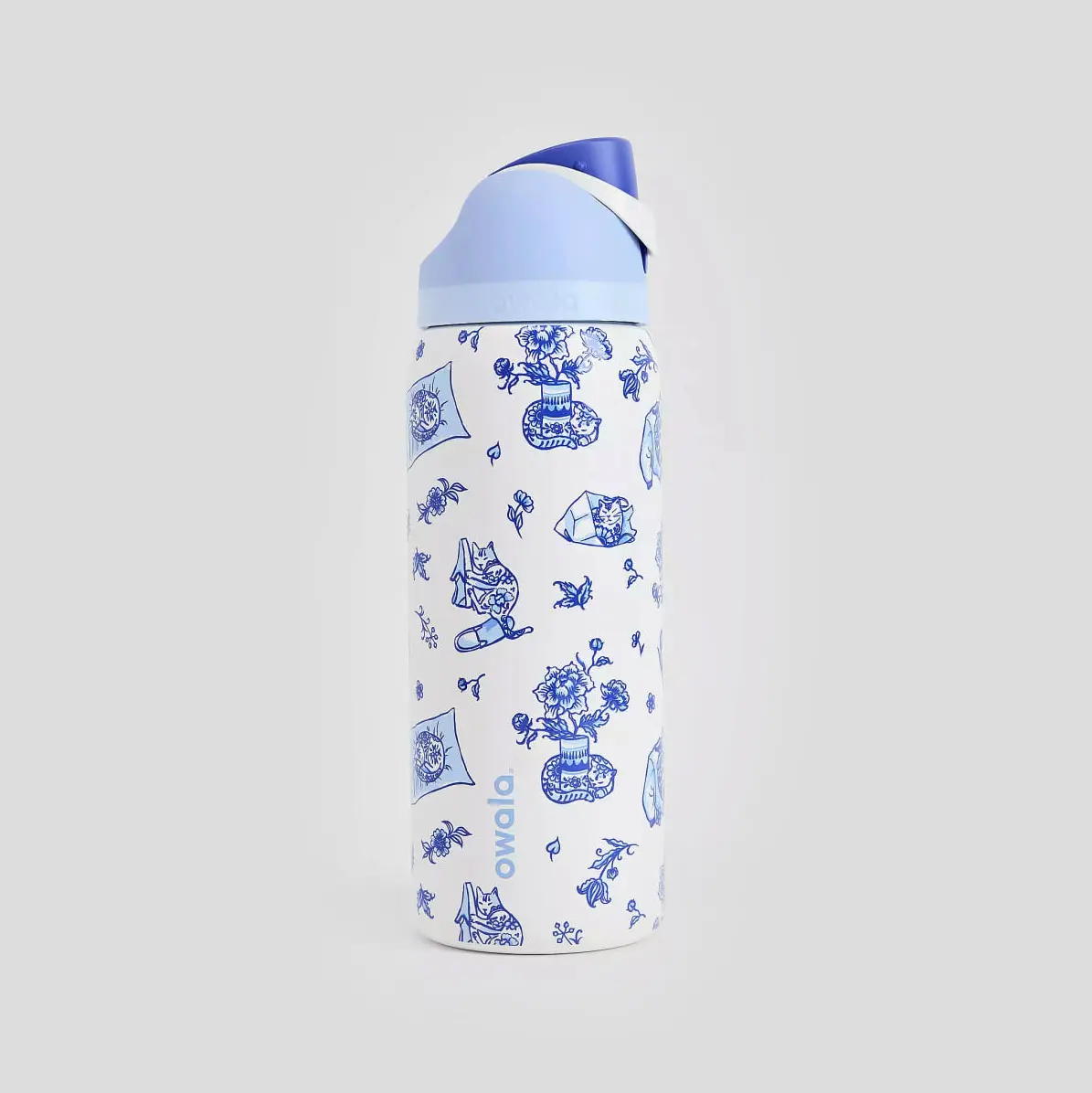 Delft Cat FreeSip 0.9L / 32oz Water Bottle, Insulated Travel Cup for Hot & Cold Drinks, Sports, Gym & Outdoor Use, gift for him, gift for her