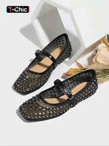 Women's Fashionable Studded Decorated Ballet Flats, Elegant Comfortable Flat Shoes for Daily Wear, Casual Trendy Shoes for Women & Girls, Running, Ballerina Flats Shoes