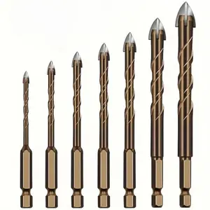 14/in-1/7-in-1 Multi-Purpose Drill Set Sharp triangular design High hardness drill bits for tile, glass, concrete, marble, wood drilling, cross hexagonal drill