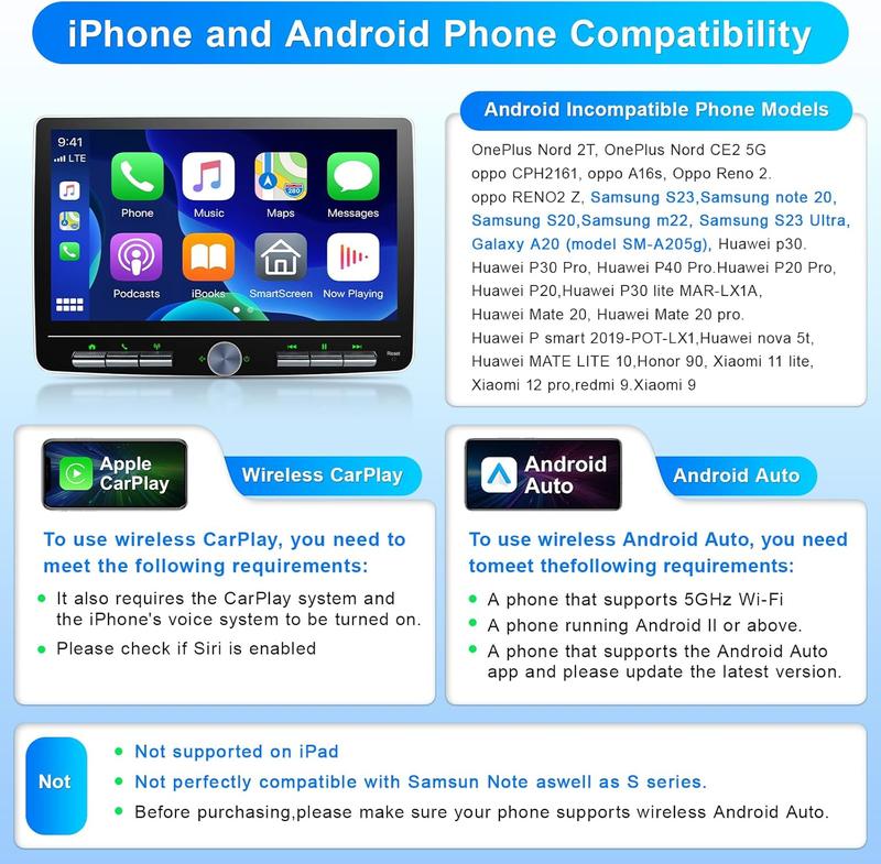 Double Din Car Stereo: 10 Inch Android Double Din Radio Head Unit Touch Floating Screen Compatible with Apple Carplay Android Auto, 8-Core 5.1 CHN Car Audio with Cam, AM/FM, Navi, SWC, MIC