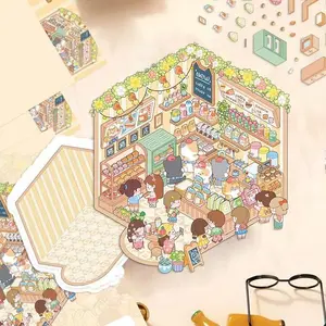 3PCS Kitty Shop 3D Stickers - Creative DIY Miniature Store Decor for Educational Craft & Scrapbooking Stickers Adhesive Stickers