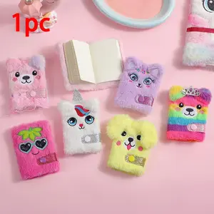 Cute Animals Design Plush Notebook, 1 Count Mini Pocket Notebook with 80 Sheets Blank Inner Pages, Stationery Supplies for Home School Office