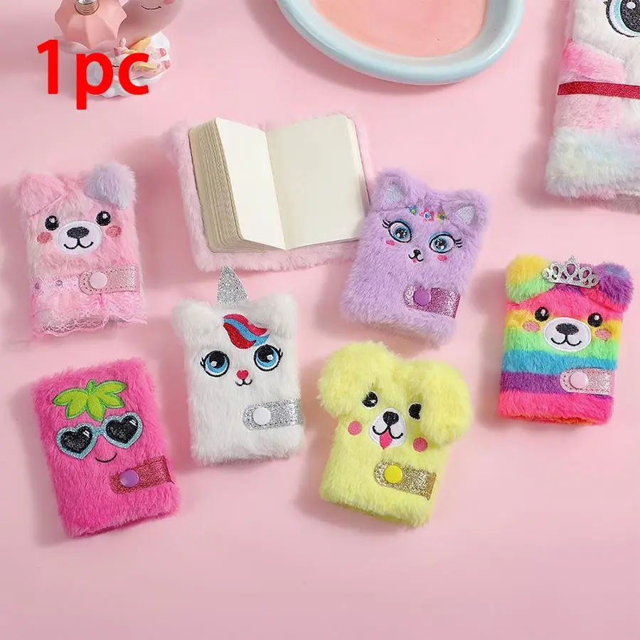 Cute Animals Design Plush Notebook, 1 Count Mini Pocket Writing Notebook with 80 Sheets Blank Inner Pages, Stationery Supplies for Home School Office, Student Essentials, Travel Notebook, Daily To Do List Notepad