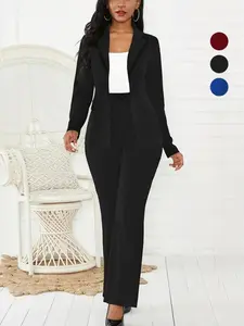 Plus Size Elegant Blazer Long Sleeve and Pants Set Two Pieces Sets Office Ladies Work Wear Business Meetings Events Occasions Suits