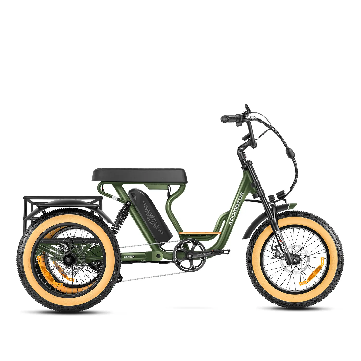 ADDMOTOR Soletri II M-366X Electric Tricycle for Adults, 750W 85Miles SOLETRI Electric Trike, 48V 20AH Etrike, Full Suspension 20'' Fat Tire Ebike, 3 Wheel Electric Bike, Rear Motor Differential, Banana Seat
