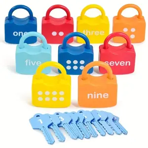 Montessori Early Education Lock Game Set, Number Pairing, Cognitive Key Fine Motor Training, Lock Puzzle Toy