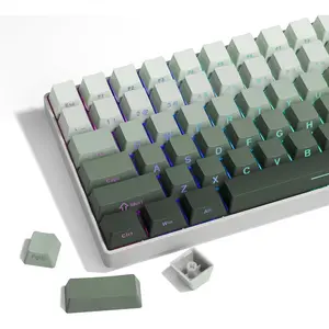 XVX Shine Through Gradient Seaweed Green Keycaps - 136 , Side Print, Double Shot PBT, OEM Profile for Cherry Gateron MX Switches