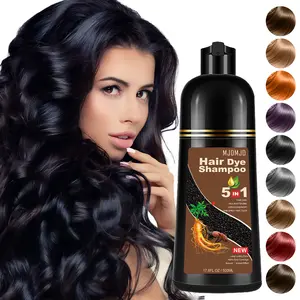 Black Hair Dye Shampoo 5-in-1, Natural Hair Coloring Shampoo with Ginseng Extract for Women & Men, Herbal Gray Hair Coverage, Long-Lasting black hairdye 500ml (Black)