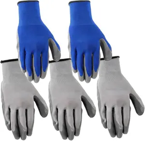Wells Lamont Pack Nitrile Work Gloves | Lightweight, Abrasion Resistant, Blue/Grey | Large