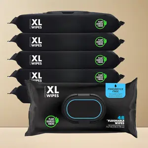 6 Pack 288 Count Flushable Wipes Cool Refreshment, Enriched with Vitamin-E Aloe Eucalyptus Tea Tree Oils, Septic & Sewer Safe