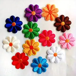 12pcs Sunflower Embroidered Cloth Stickers Cute little daisies Luggage Clothing ornaments Colorful floral embroidered patches, DIY ironing stickers for custom fashion and home decor