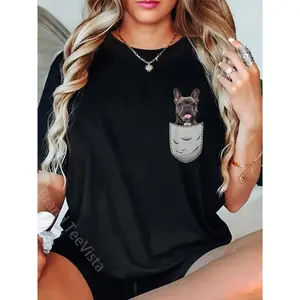 100% Cotton Frenchie French Bulldog Chest Pocket T-Shirt