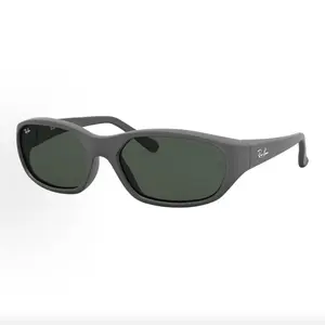 Pre-owned Brand new Ray Ban Wrap around Matte Gray Frame G 15 Dark Green Lens Sunglasses