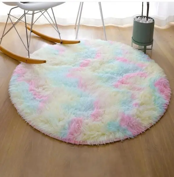 Super Soft Tie-Dye Rainbow Plush Area Rug, Durable Rug for Bedroom, Kid Room, Creative Spaces, Rugs For Bedroom, Indoor