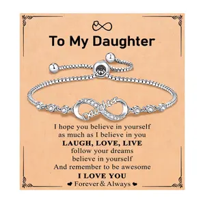 Infinity Love Heart Bracelet for Daughter, Gift from Mom and Dad, Adjustable Bracelet for Women, Perfect for Any Occasion, Birthdays, Anniversaries, or Special Holidays