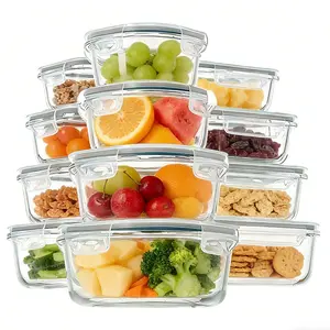 12 Pack Glass Bowls with Lids, Durable Glass Meal Prep Containers, Round, Square & Rectangle for Versatile Storage, Freezer & Oven Safe, BPA-Free