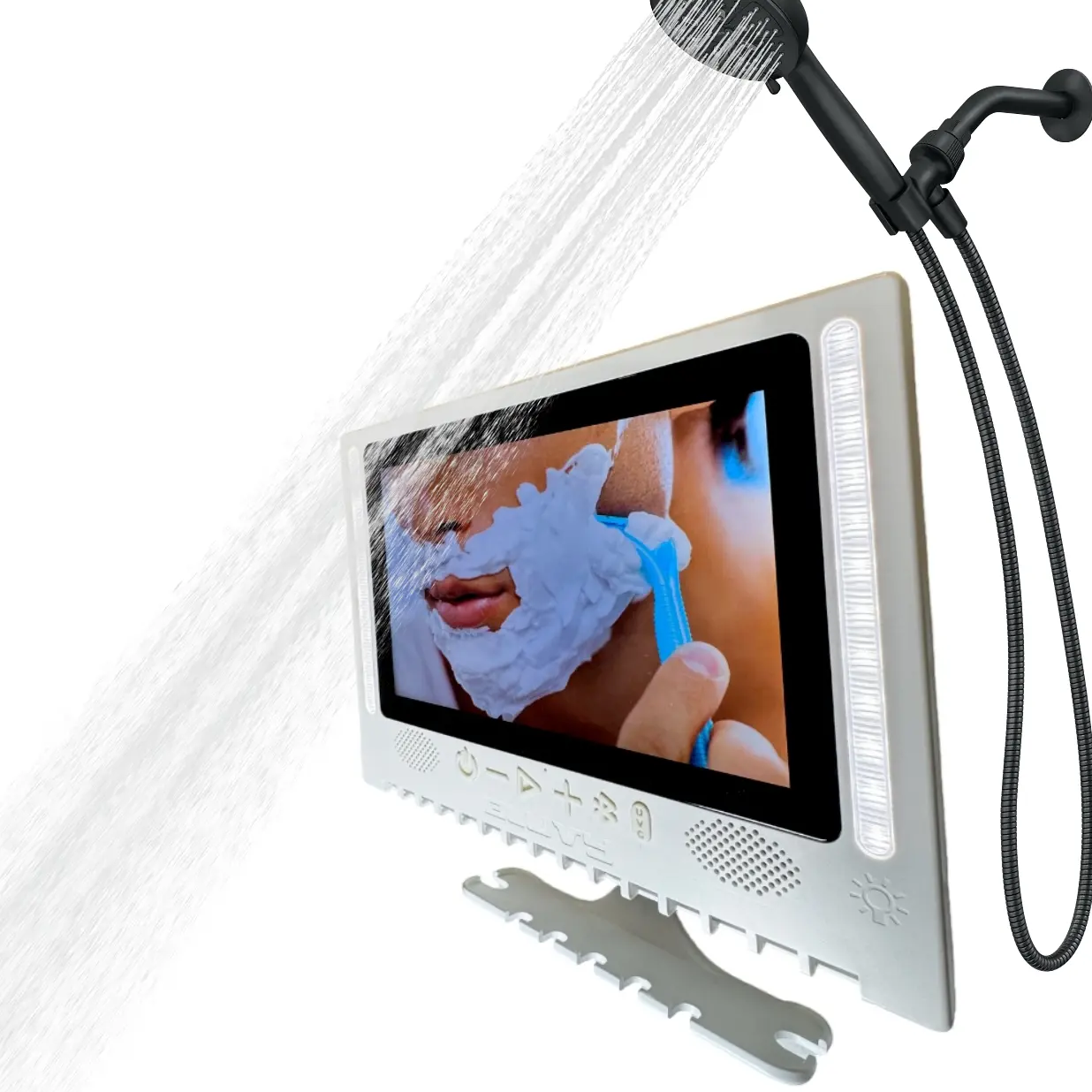 BLUVY - Shower Mirror - Smart Fogless Shower Mirror,with LED Lights, Bluetooth Speakers, Tablet Functionality Mirror is More Than just a Mirror – It's a Game-Changer for Your Shower Experience!