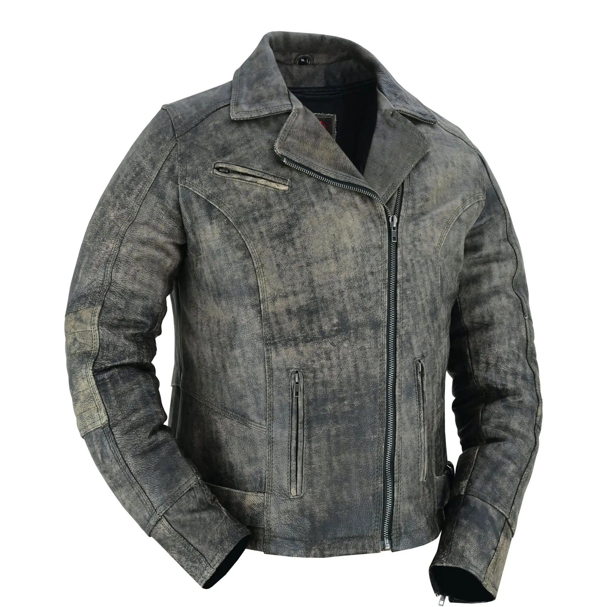RENEGADE CLASSICS Shen Women's Antique Brown Real Leather Motorcycle Jacket, Long-Sleeve Tops, Stylish Design, Belt-Included Feature