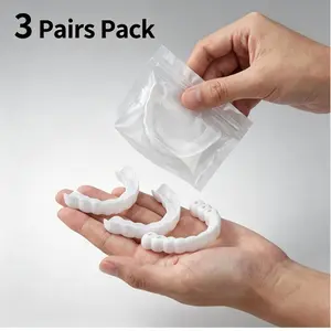 Soft and comfortable non-medical snap-on veneers, beautify your smile and teeth. Instantly improve the beauty of your teeth, make you confident, cover blemishes, reusable, easy to shape, protect your teeth at night.