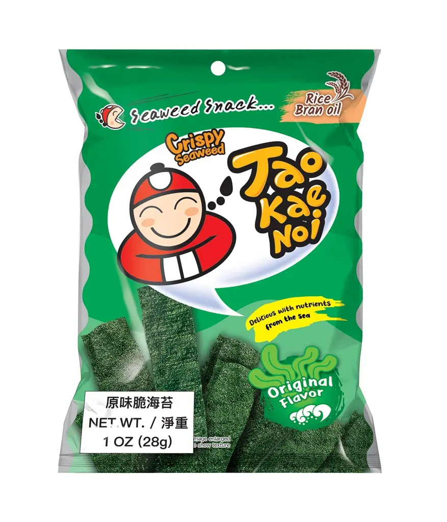 Tae Kae Noi Packaged Dry Crispy Seaweed Snack, Original Flavor, 28g (1 Oz) Roasted Sea Vegetable Sheets, Salt-Pepper Savory Healthy Ready-to-Eat Ambient Lunch Snack