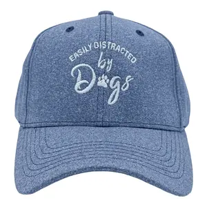 Easily Distracted By Dogs Hat Funny Cute Puppy Dog Lover Cap Funny Hats Funny Dog  Novelty Caps for Men Blue - Standard