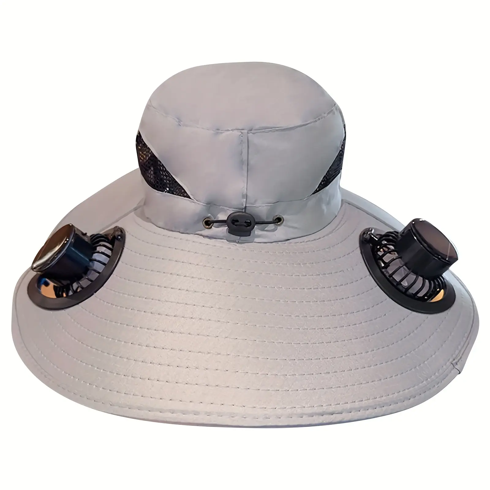 Solar Cooling Fan Hat, Unisex Wide Brim Sombrero-Style Sun Protection for Outdoor Fishing, Beach & Camping, Sombrero-Like Design, Adults, Tile, Built-In Fan, Solar-Powered, Beach Hat
