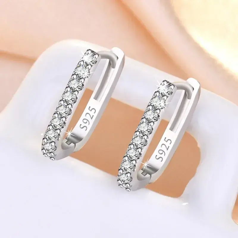 Original designer 925 Sterling Silver Elegant Crystal Jewelry Fashion Zircon Circle Hoop Earrings for Woman Wedding Party Gift