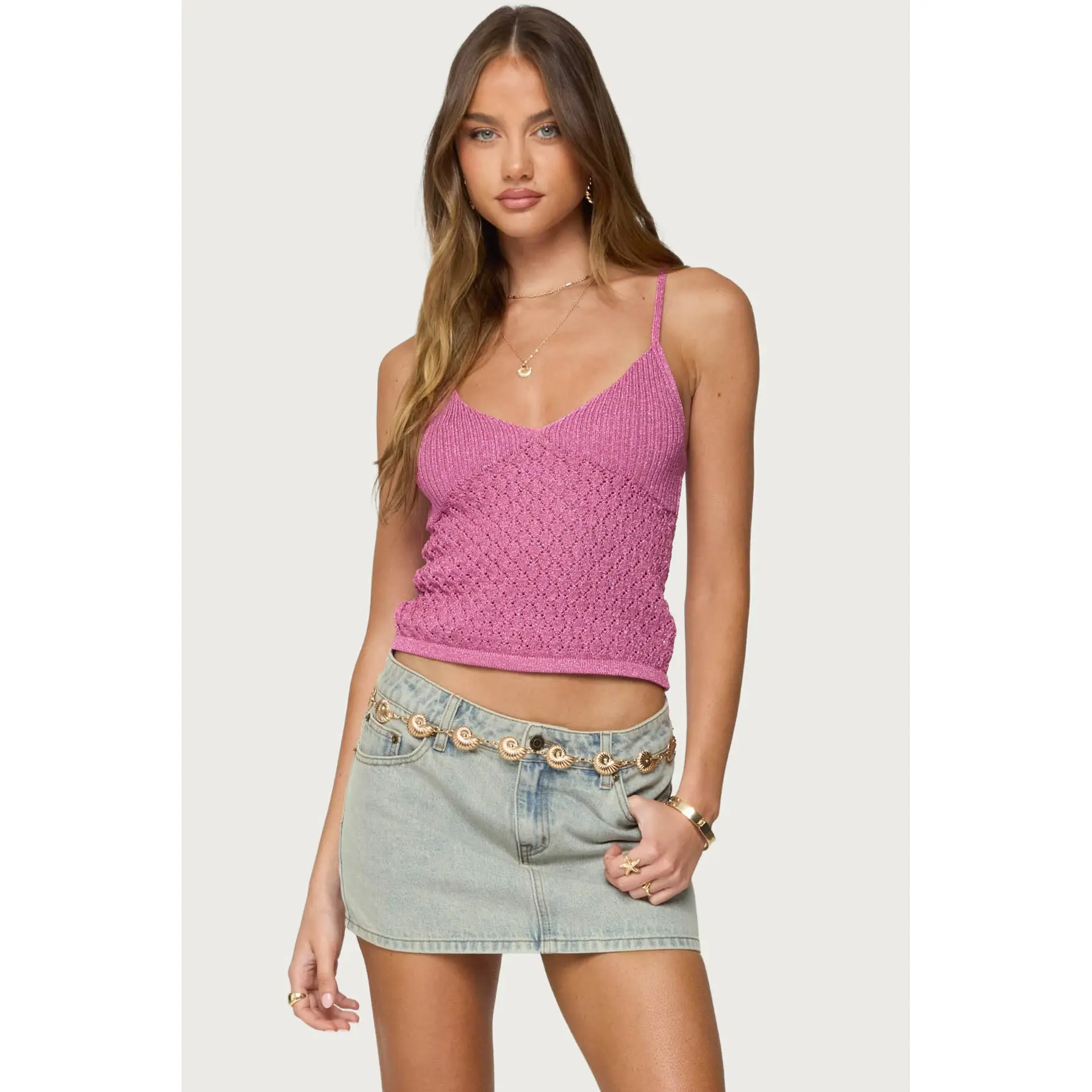 Frankey Sparkly Textured Knit Tank Top