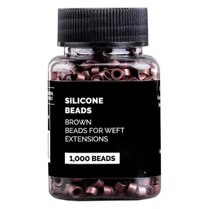 1000 count Brown  Lined Microlink Beads for Weft Hair Extensions, 5.0mm for invisible extension application