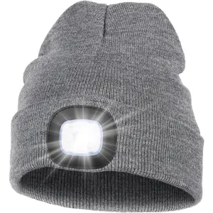 Unisex Hat with Light, USB Rechargeable Hands Free Headlamp LED Beanie, Winter Gifts For Men,Dad,Father,Husband,Him
