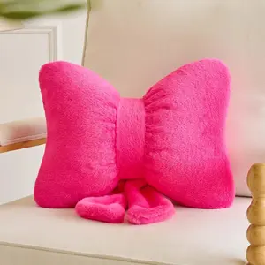 Bowknot Pillow Hot Pink Cute Bow Decorative Throw Pillows 12" Aesthetic Home Decor Bow Cushions Butterfly Knot Plush Pillow for Bedroom Couch