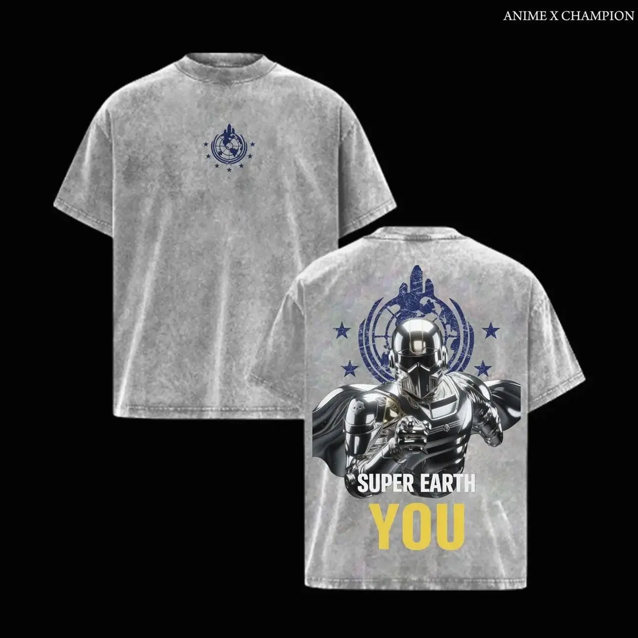 Helldivers 2 Washed Oversized Graphic Tee - Vintage Distressed Heavyweight Cotton T-Shirt, Premium Galactic Command Streetwear Gamer Top, Retro Faded Style Hero Shirt 3E2
