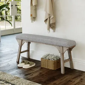 Upholstered Bench, Solid Wood & Nailhead Trim, Home Finds, Room Decor, Cozy Vibe, Versatile Seating for Family & Guests, Rustic Farmhouse Style, Entryway Dining Room Bedroom, Breathable & 300LBS Sturdy
