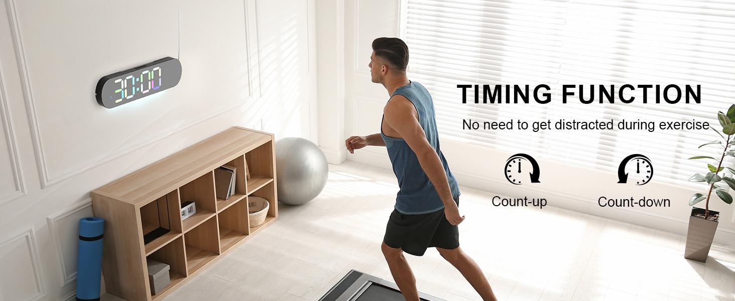 Sailstar Large Digital Wall Clock with Remote, 13.7“ Large Display LED Alarm Clock with Time Date Temp Week, Classroom Clock with Countdown Function, 12/24H, Adjustable Brightness for Living Room Decor Light Rgb