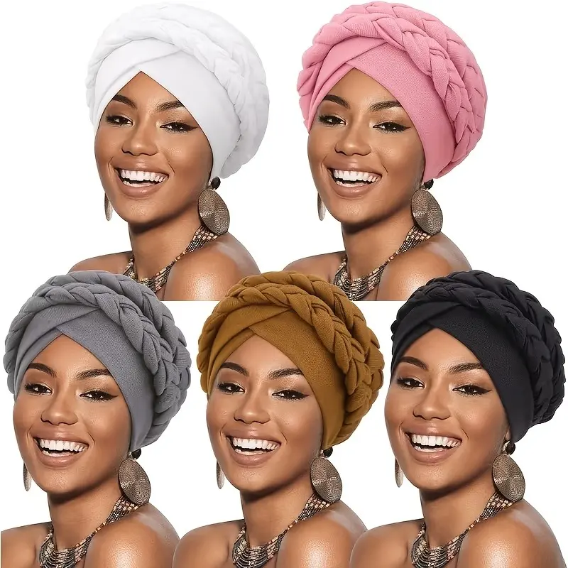 5Pcs Boho Style Scarf Set for Women, Multi-Wear Convertible Headbands with Twist Braids for Everyday & Formal Occasions