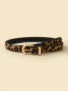 Women's Fashion Shiny PU Waist Belt, High-Quality PU Jean Belt, Leopard Print Dress Decoration, Summer School Halloween Accessory, Trendy Exquisite Belt