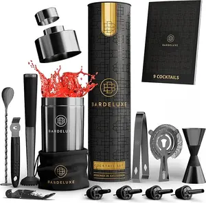 BarDeluxe Pro Mixology Bartender Kit, 12-Piece Cocktail Shaker Set | Drink Shakers Cocktail Set, Bartending Kit, Bar Kit | Bar Kits for Bartender Home, Cocktail Kit, Bar Mixing Set, Bar Set