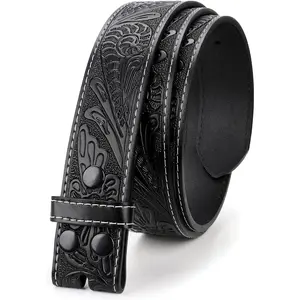 Western Leather Belt Strap for Men without Buckle Cowboy Cowgirl Belt Strap 1.5" Width durable material big  man  belt