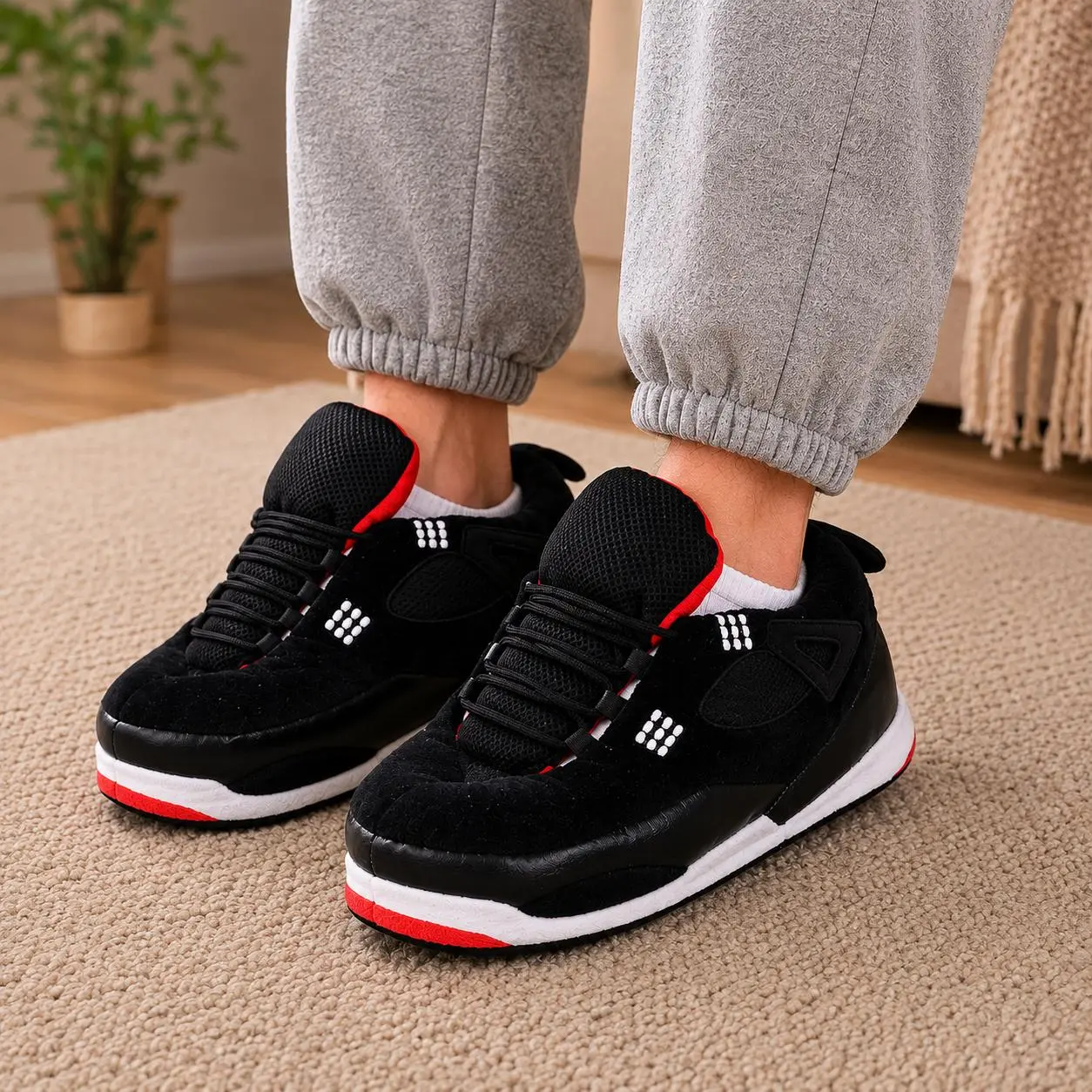 Trending Basketball Sneaker Slippers | Ultra Soft Plush House Shoes for Men Women | Cozy Winter Indoor Slippers